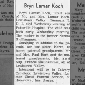 Bryn Lamar Koch Obituary